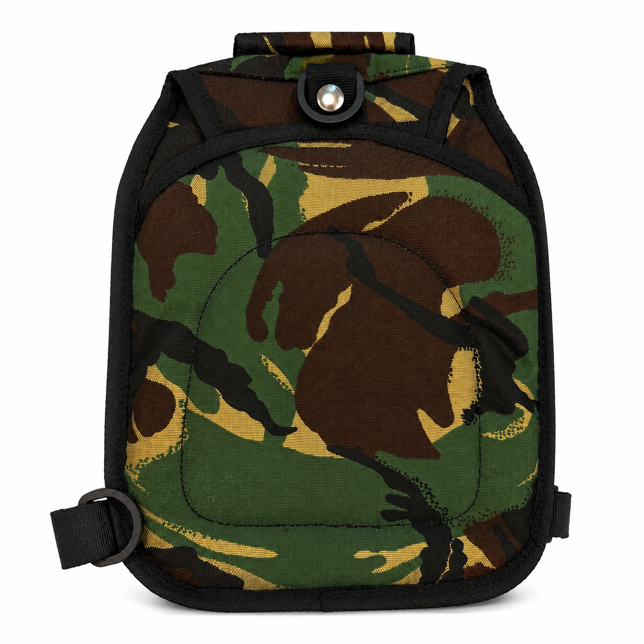 Camouflage backpack on a white background